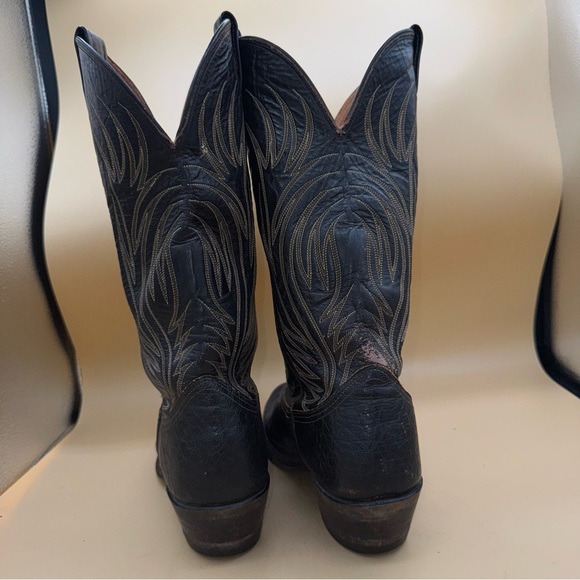 Vintage Nocona Black Leather Cowboy Boots, Preowned, Men’s 9.5 B, GUC - Picture 8 of 16